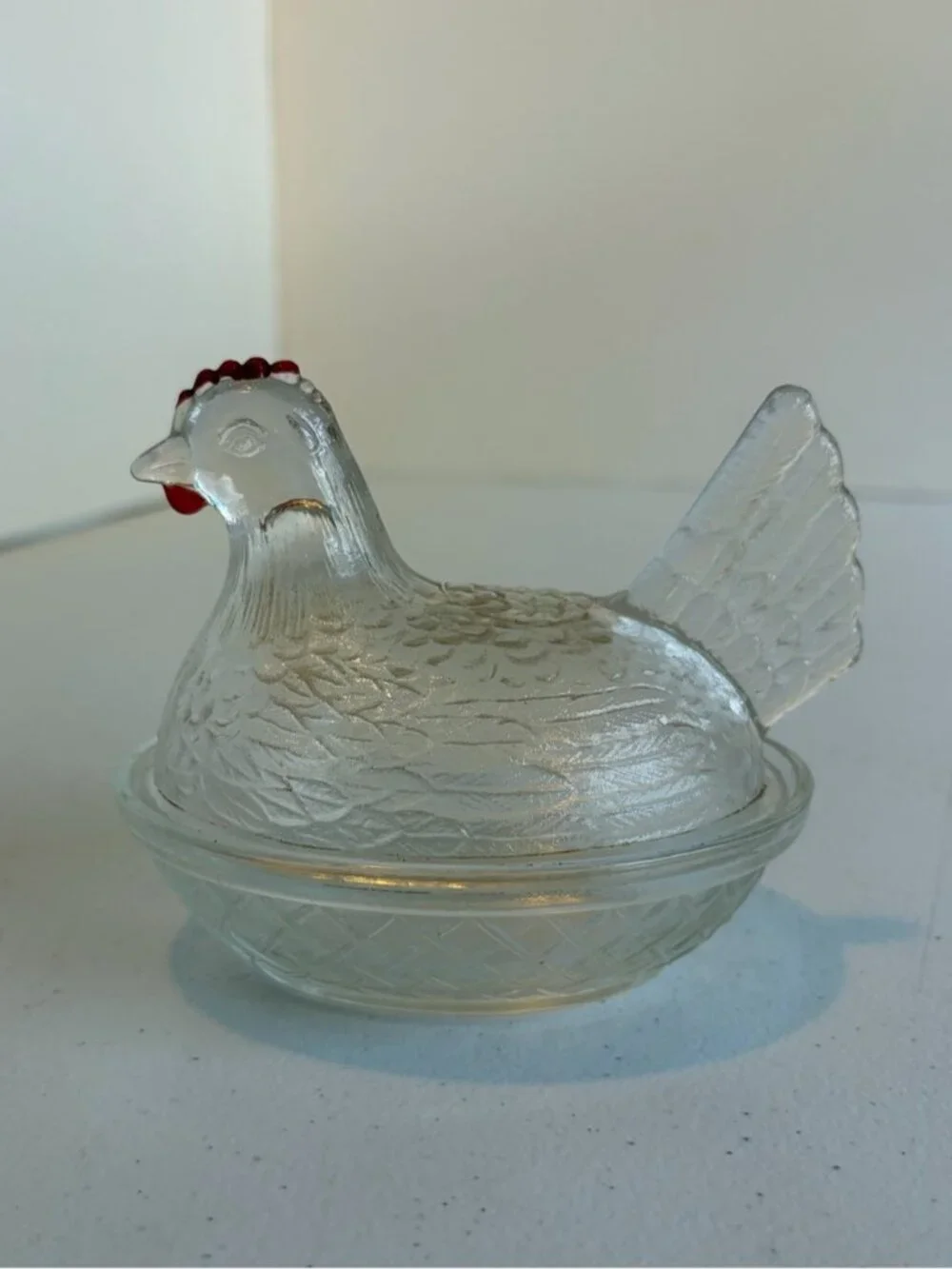 Vintage Indiana Glass Hen Nest Covered Dish Chicken Farmhouse Kitchen Decor
